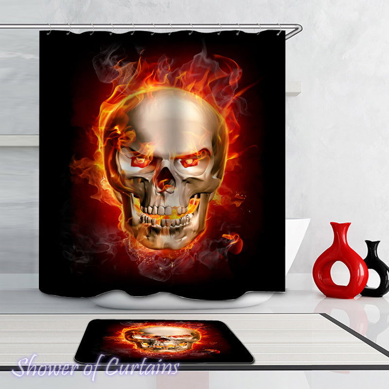 Fire Flames Skull Shower Curtain