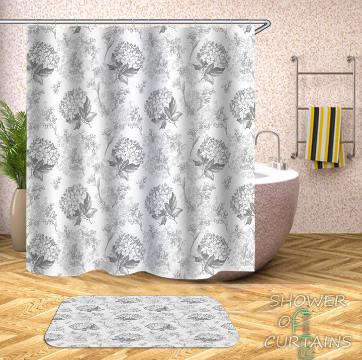 Floral - Flower Bouquets Black And White Shower Curtain