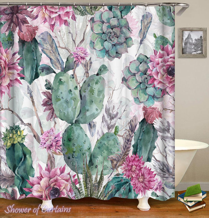 Floral Cactus Shower Curtain