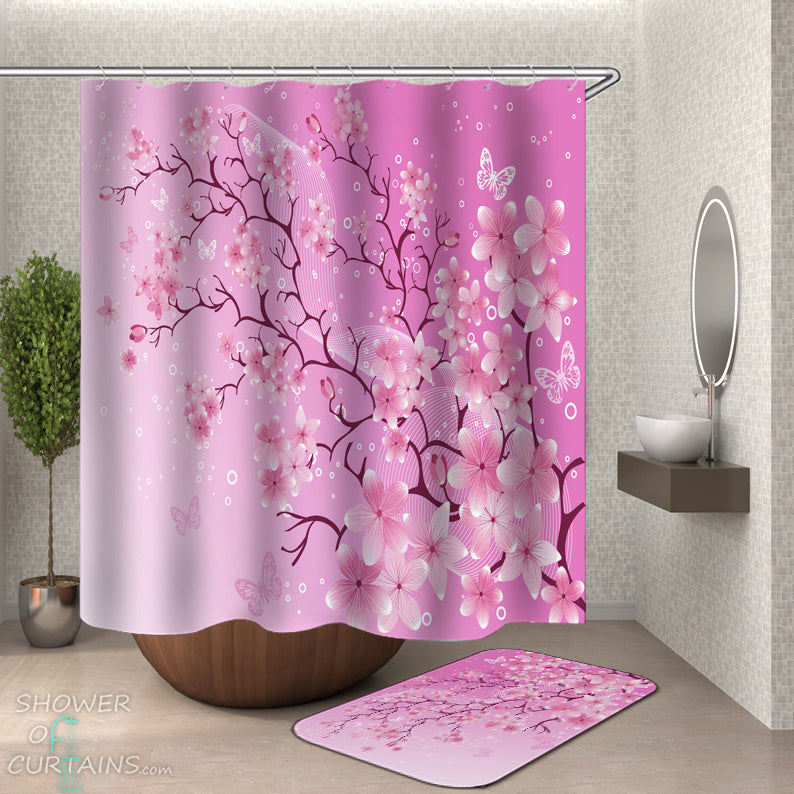 Floral Shower Curtain - Floral Purplish Hues
