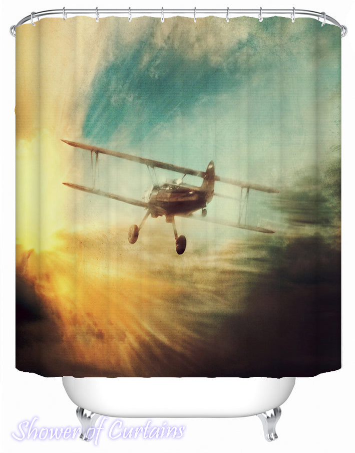 Flying Toward The Sunset shower curtain