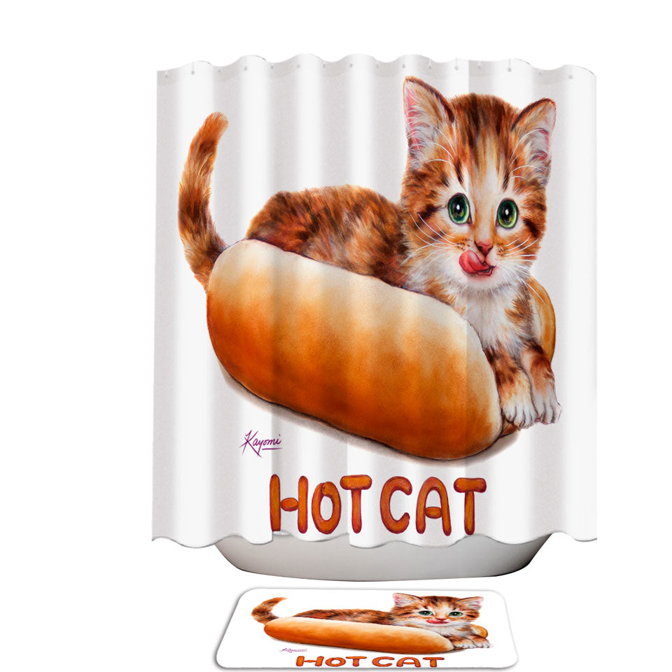 Funny Kittens Ginger Hot Cat Shower Curtain