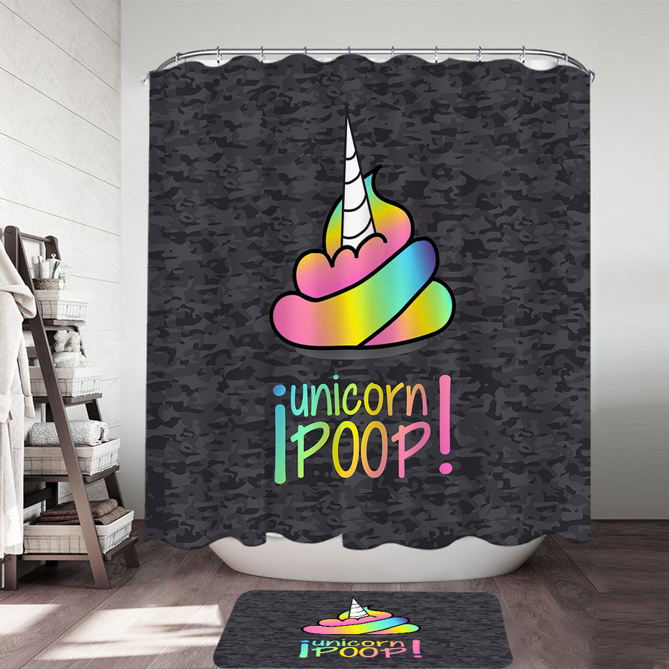 Funny Shower Curtains Unicorn Poop