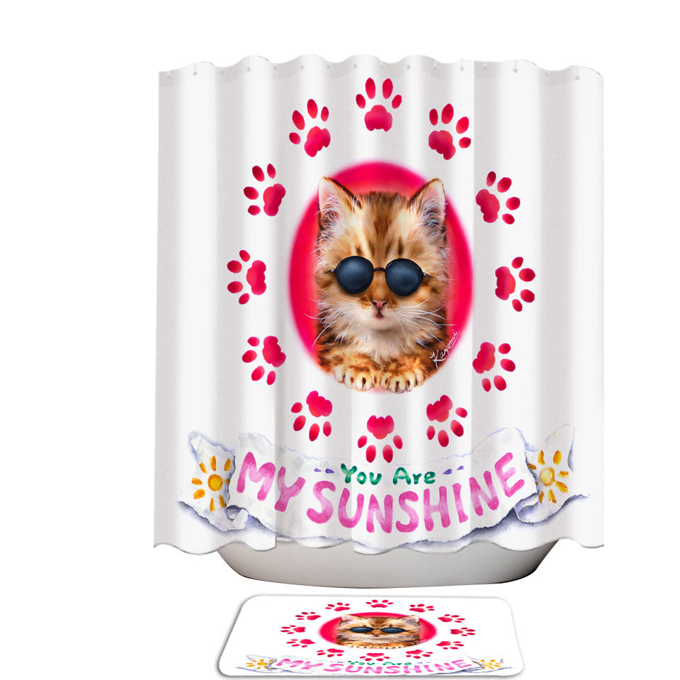 Funny Sunglasses Cat Quote and Paws Shower Curtain