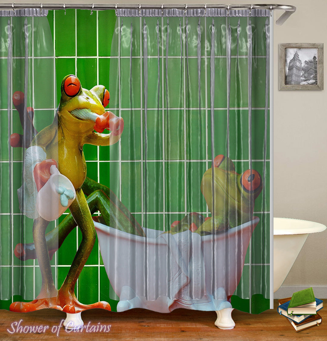 Frogs' Bathroom Shower Curtain