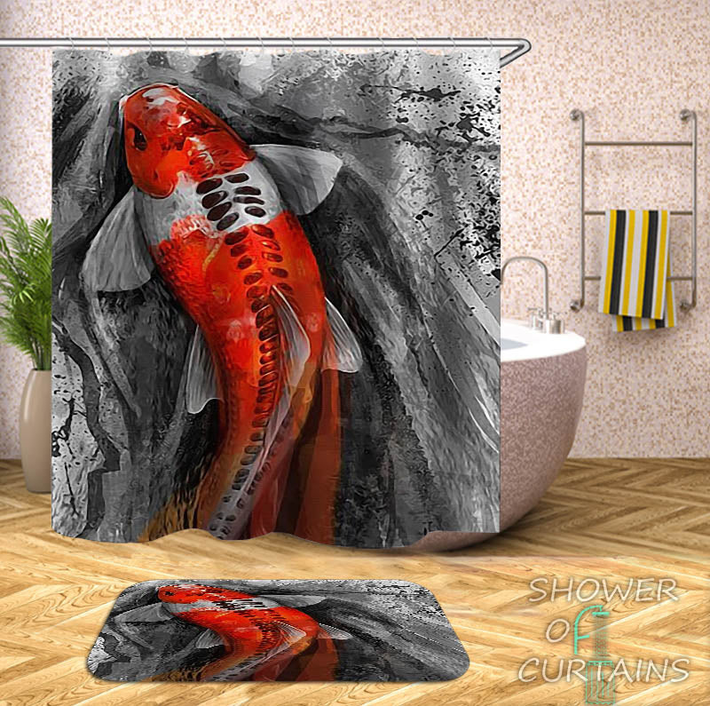 Golden Koi Fish Shower Curtain