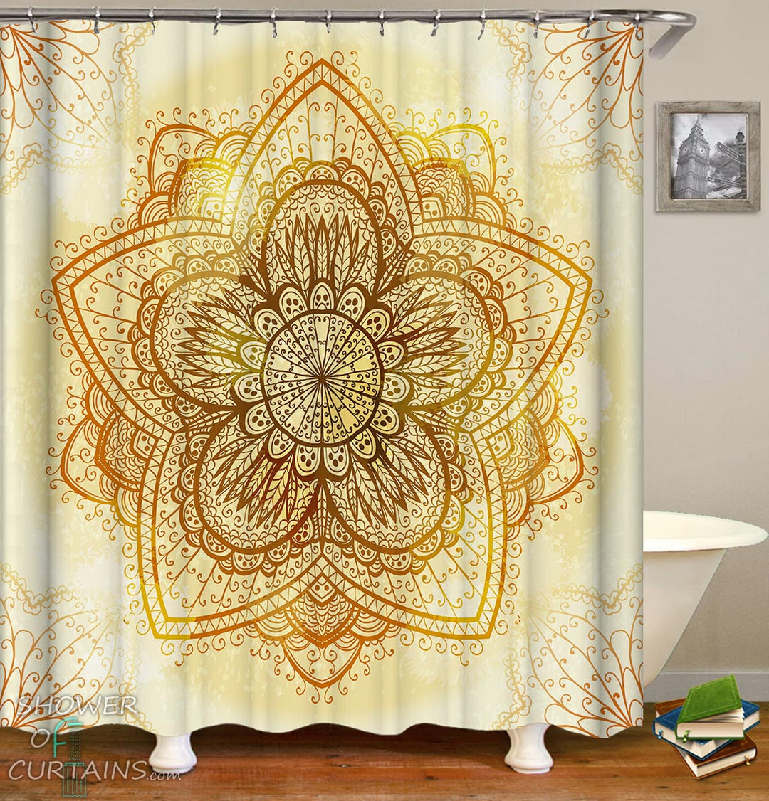 Golden Mandala Shower Curtain