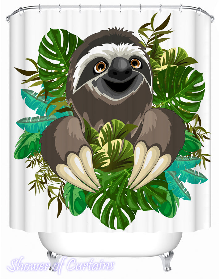 Happy Sloth shower curtain