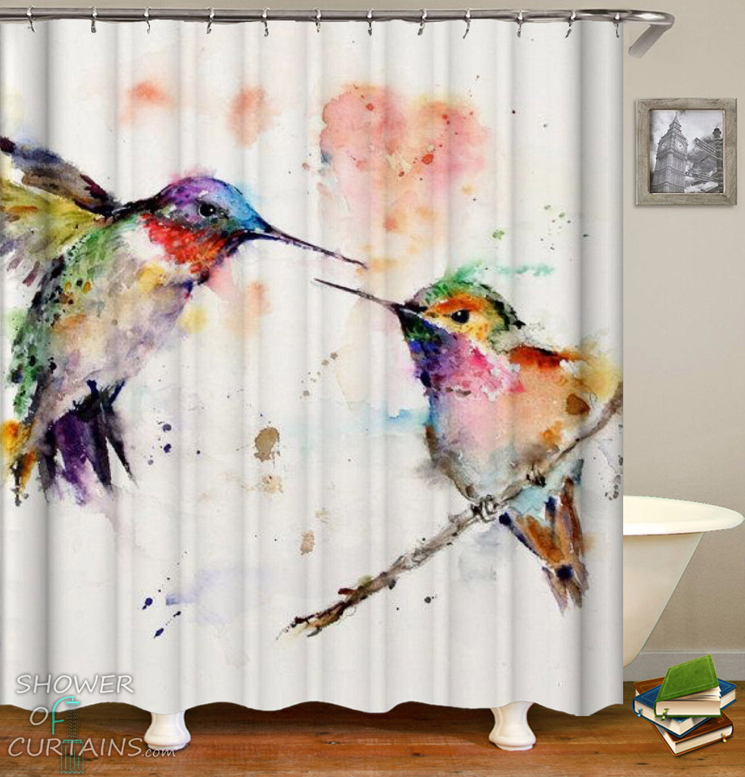 Hummingbird  Shower Curtain of Hummingbird Art Shower Curtain