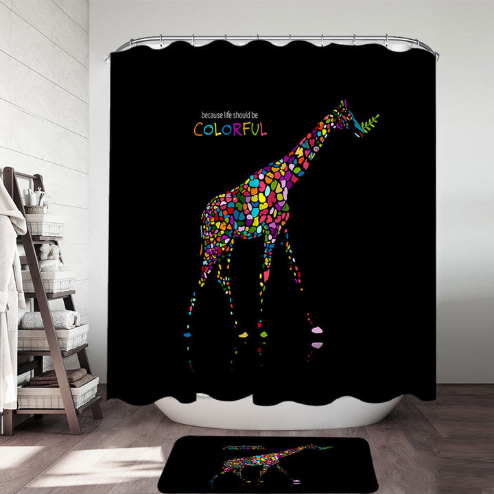 Inspiring Colorful Giraffe Shower Curtain