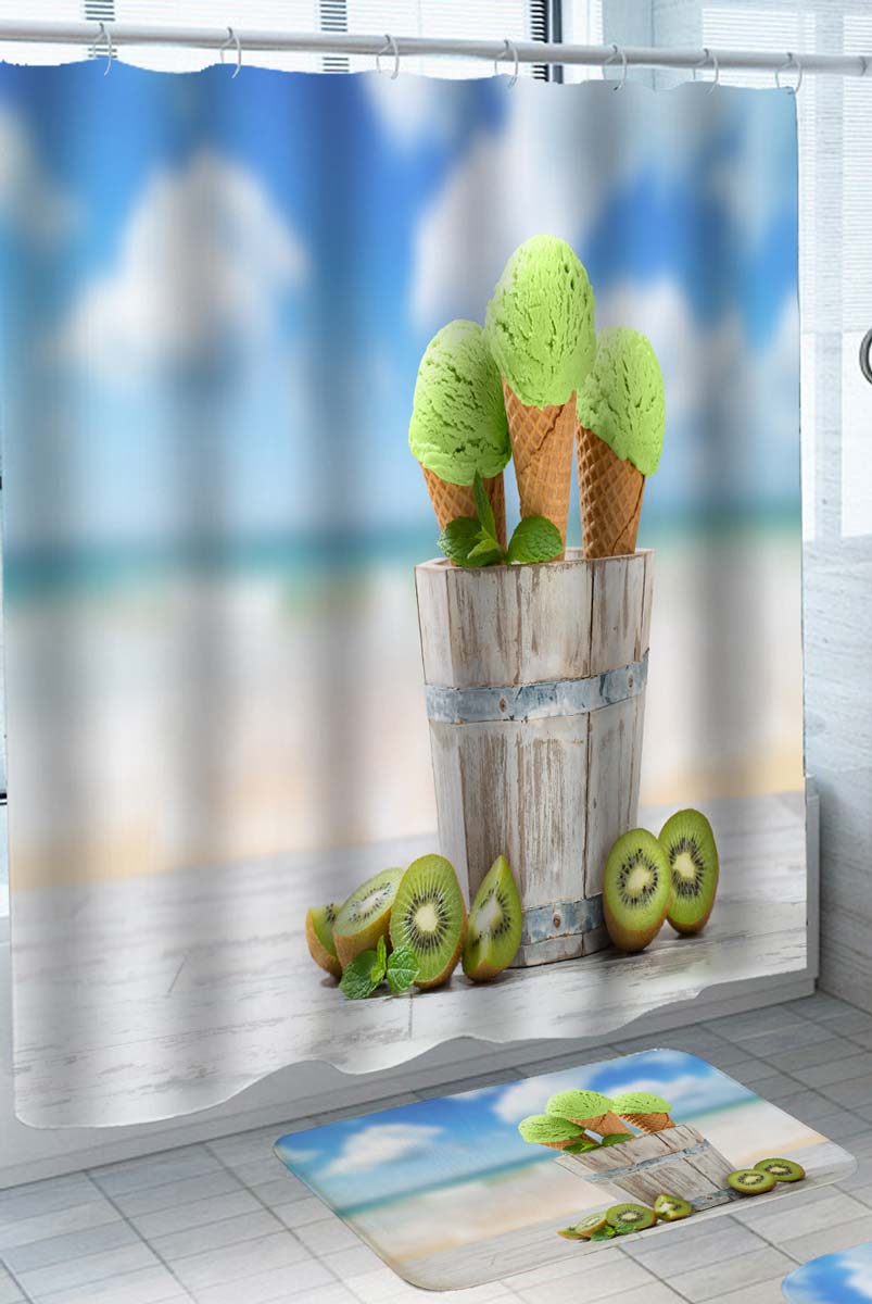 Kiwi Ice Cream Shower Curtain