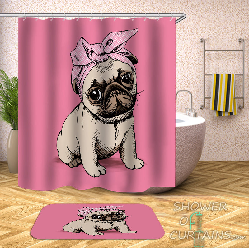 Lady Pug Dog Shower Curtain