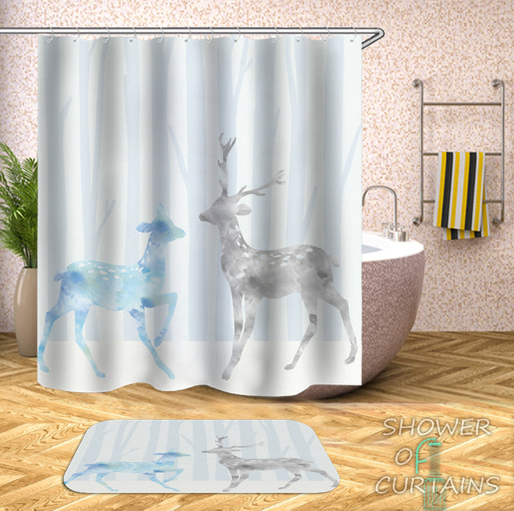 Light Colors Deer Painting Shower Curtain - Kids' And Art