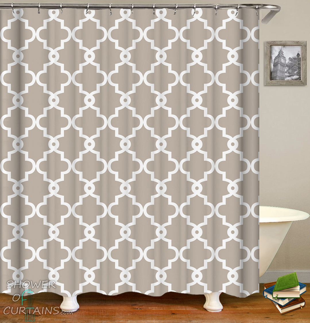 Light Grey Moroccan Shower Curtain