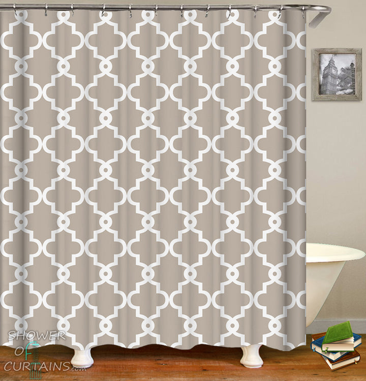 Light Grey Moroccan Shower Curtain