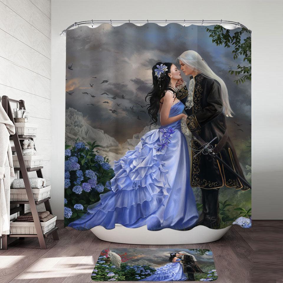 Lovers Fantasy Art Prince and Princess Shower Curtains
