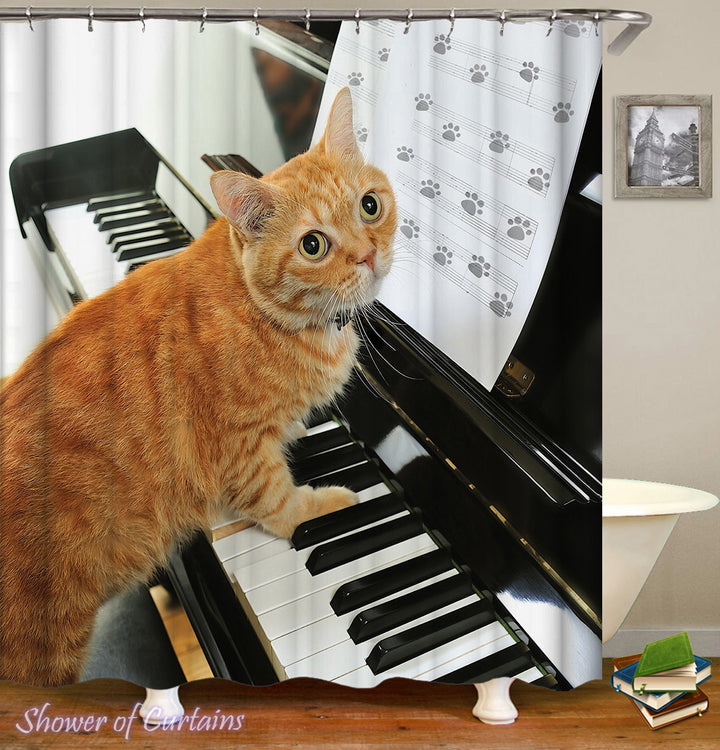 Ludwig Van Cat Shower Curtain