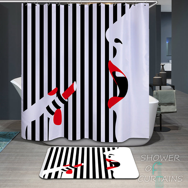 Modern Design - Wearing Red Lipstick Shower Curtain