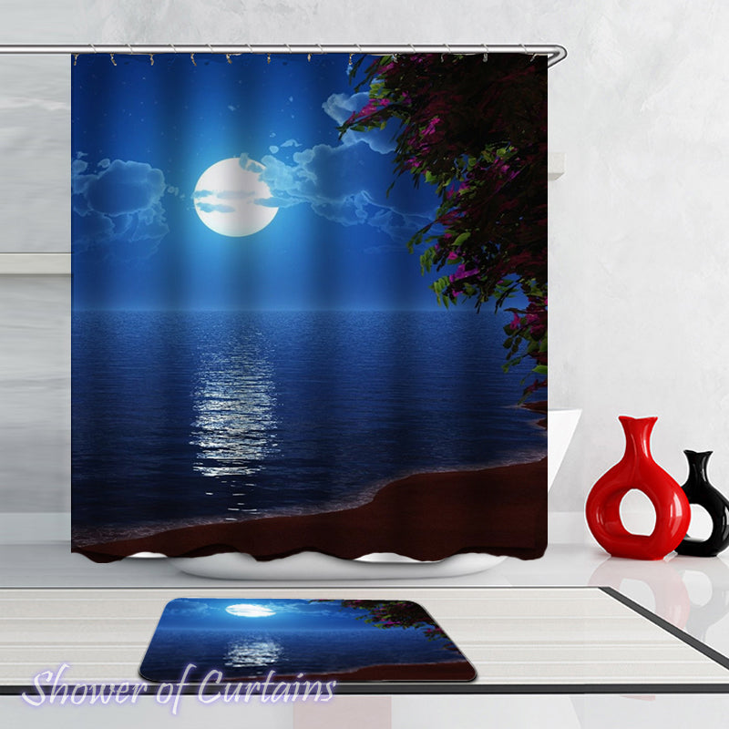 Moon Light Ocean Shower Curtains Theme