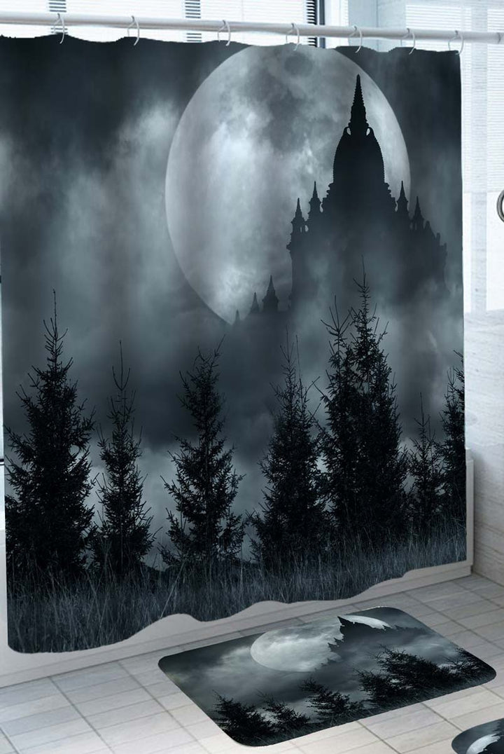 Moonlight Forest Castle Shower Curtain