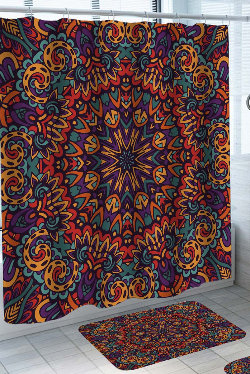 Multi Colored Shower Curtain of Oriental Twisted
