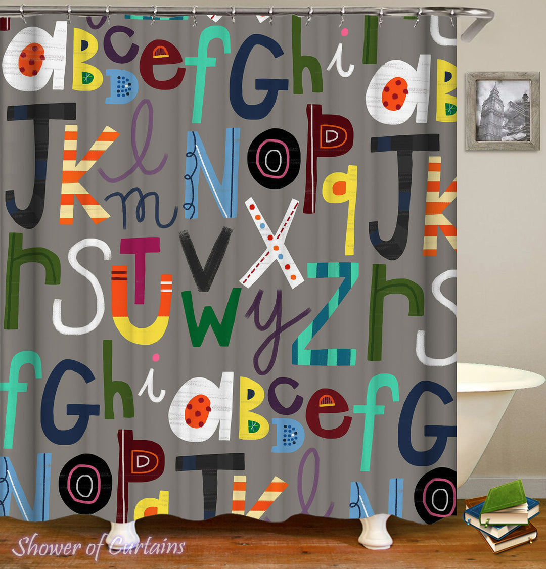 Multi Colored Alphabet Shower Curtain