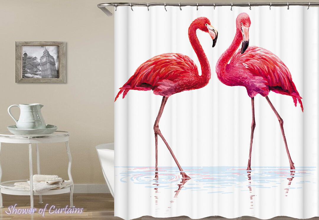 Need Two To Flamingo shower curtain