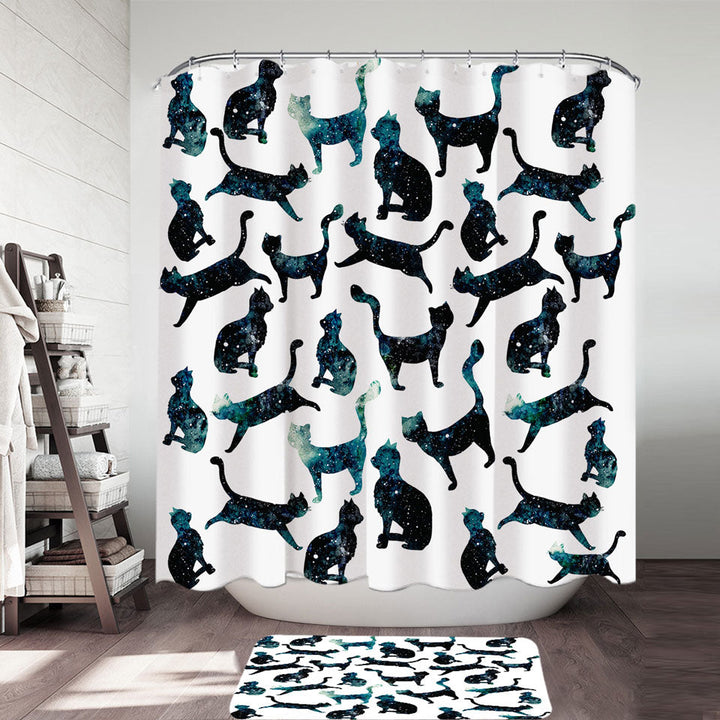 Night Skies Cats Shower Curtain