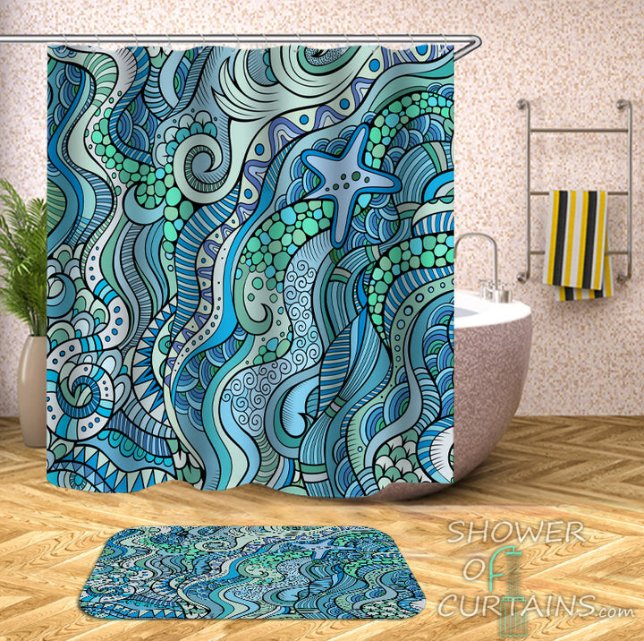 Ocean Shower Curtain of Beautiful Ocean Colors