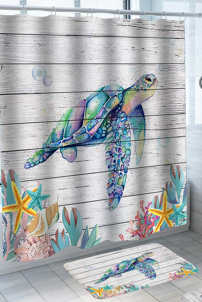 Painted Colorful Turtle Shower Curtain