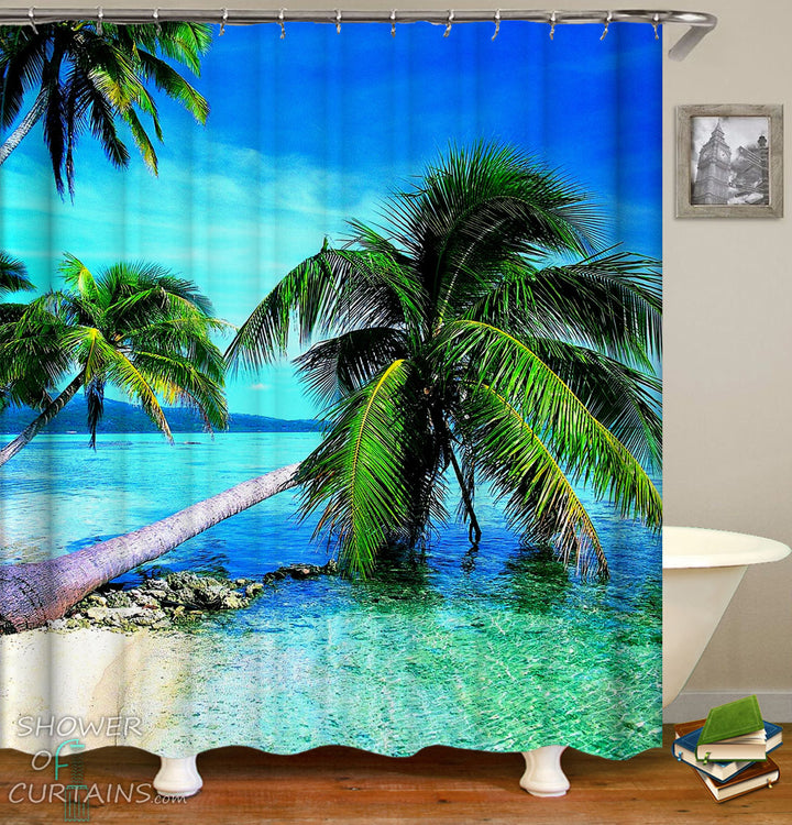Palm Trees Beach Shower Curtains