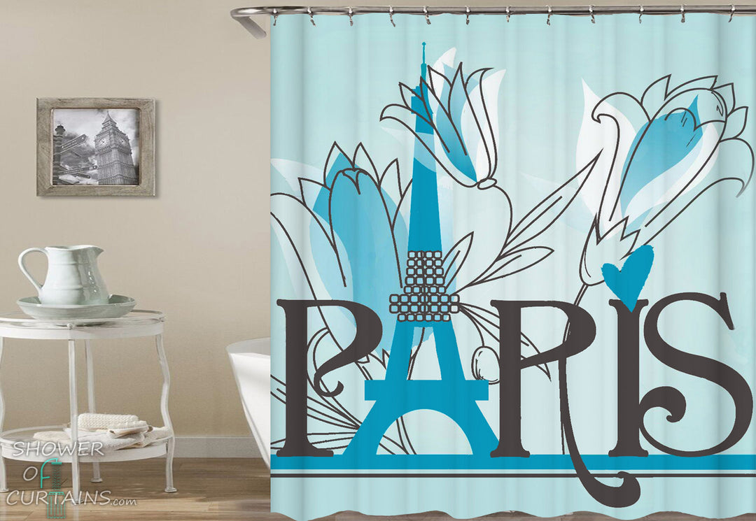 Paris Eiffel Tower Shower Curtain