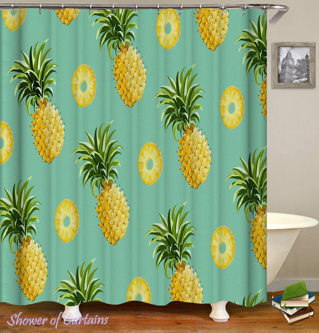 Pineapple Shower Curtain of Pineapples And Pineapples Cuts 0.5