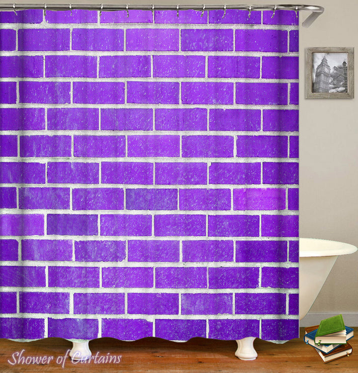 Purple Shower Curtain of Purple Brick Wall
