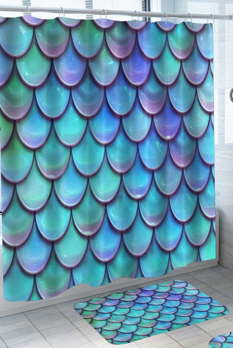 Purplish Blue Mermaid Shower Curtain