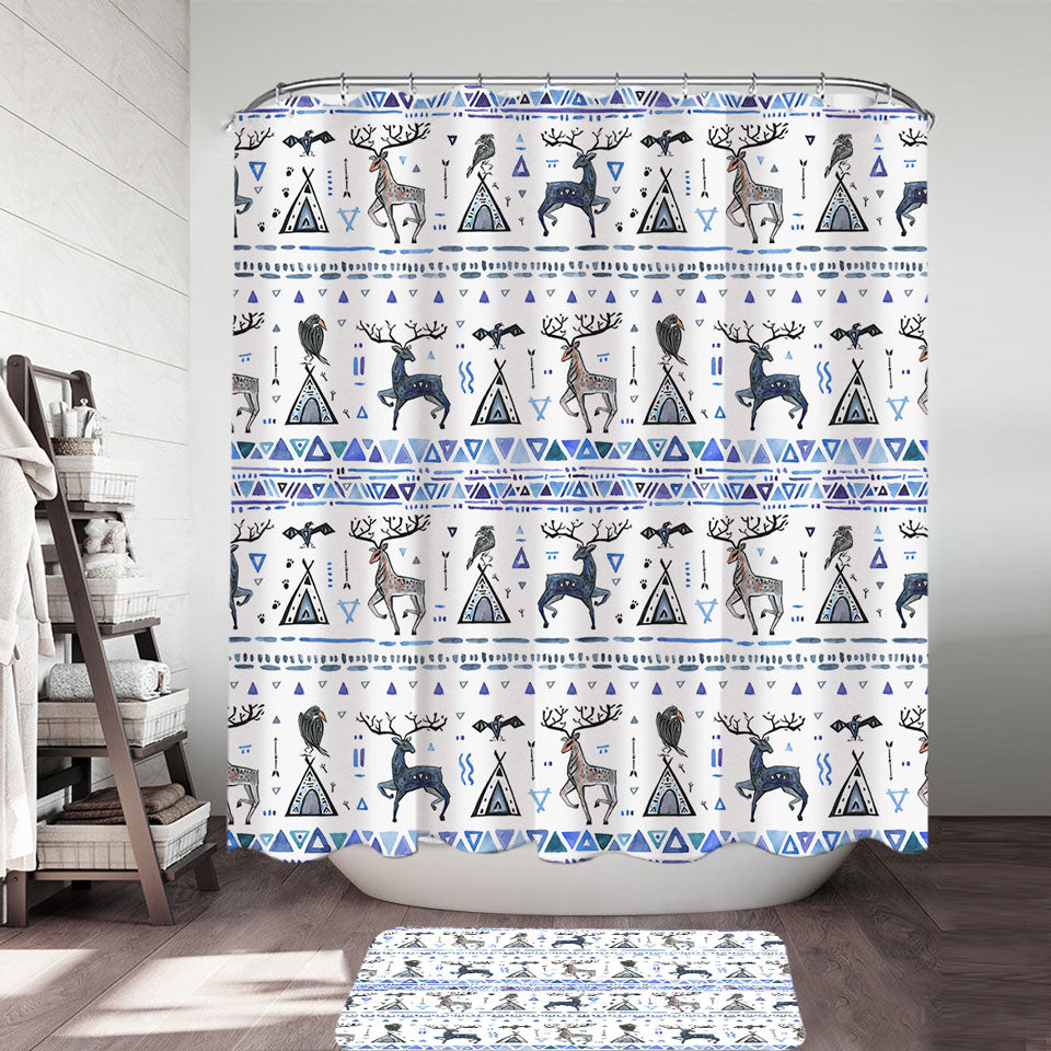 Purplish Native American Shower Curtain Art Pattern Stripes