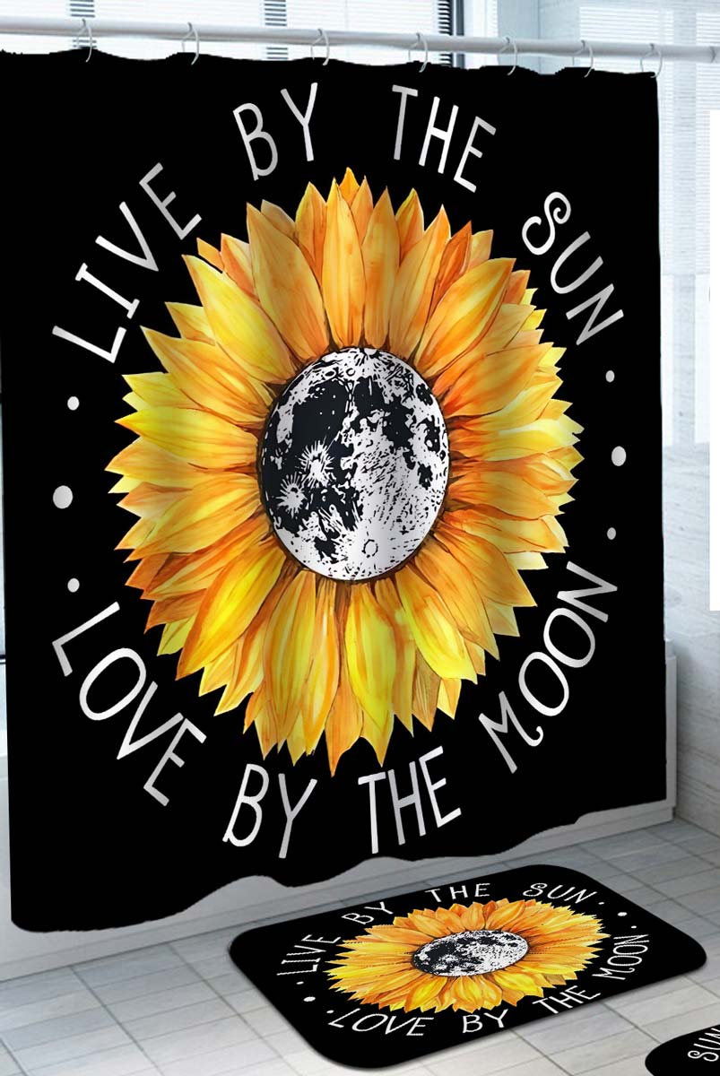 Romantic Quote Shower Curtains Live by the Sun Love by the Moon
