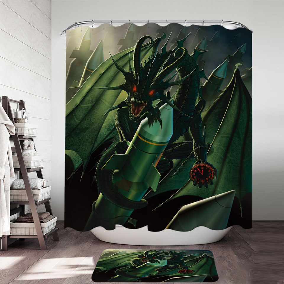 Scary Fantasy Shower Curtains Art Doom Dragon