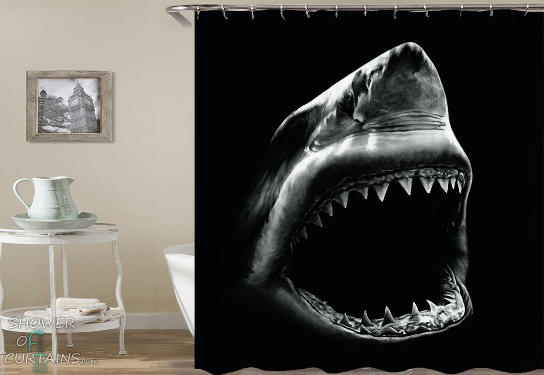 Scary Shower Curtains - Frighten Ghost Shark