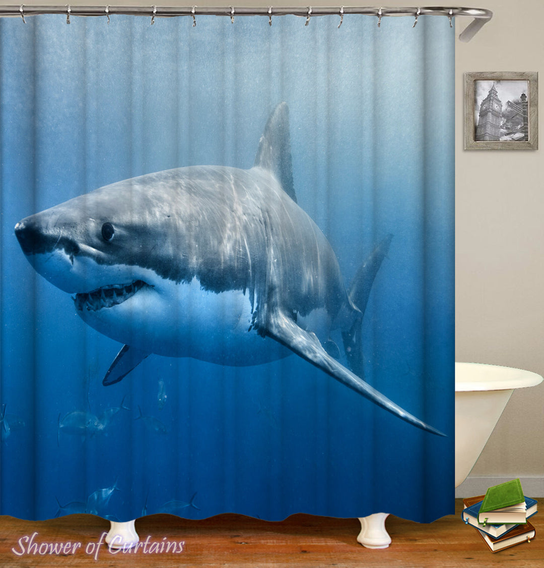 Shark Shower Curtain - Great White Shark #2