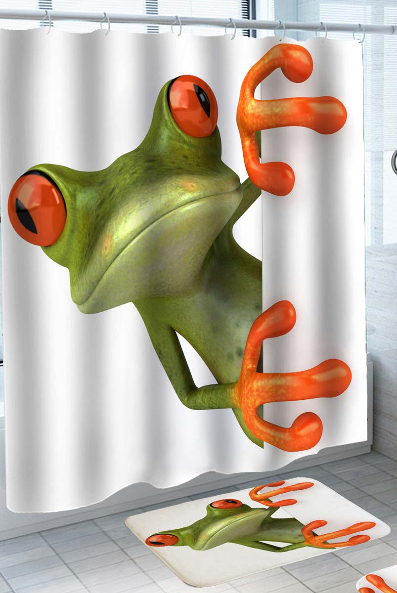 Shower Curtain with Cool Surprising Frog