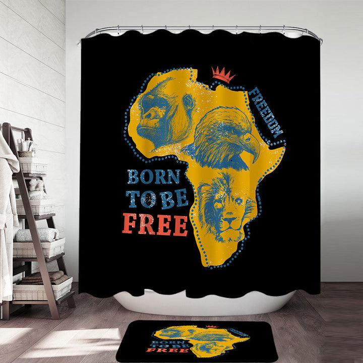 Shower Curtain with Gorilla Lion and Eagle The African Map
