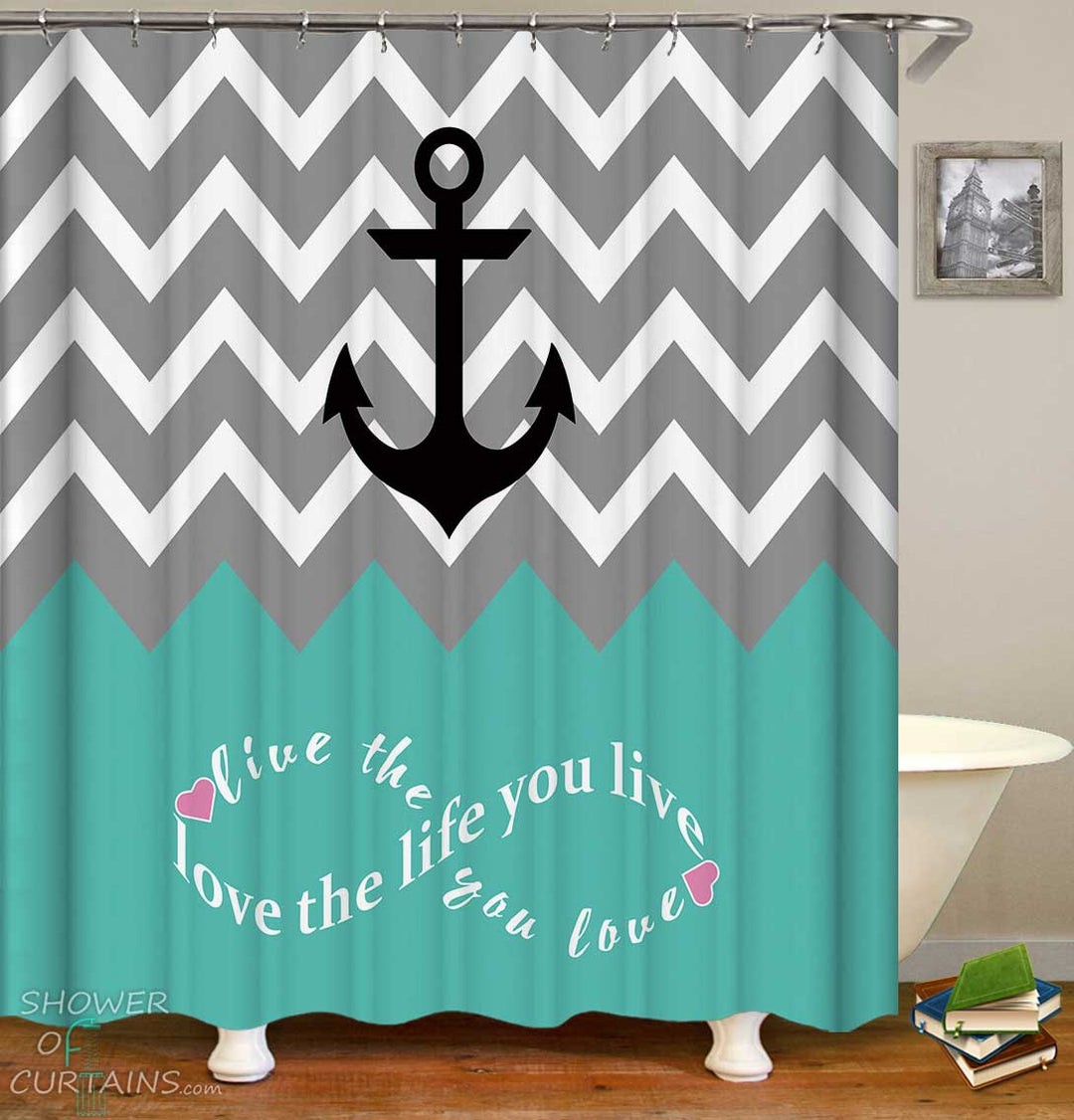 Shower Curtains with Anchor Inspirational Quote