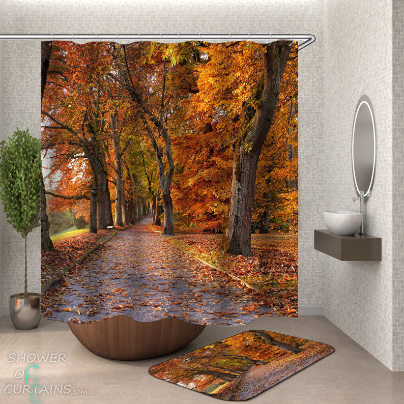 Shower Curtains with Autumn Woods