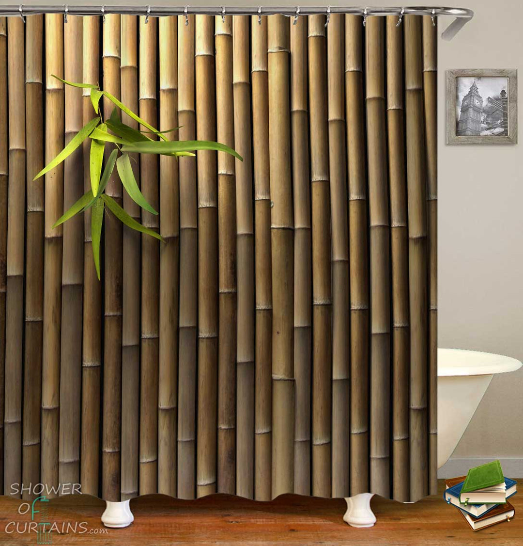 Shower Curtains with Bamboo Wall