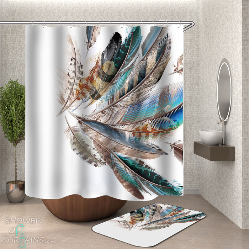 Shower Curtains with Beautiful Feathers