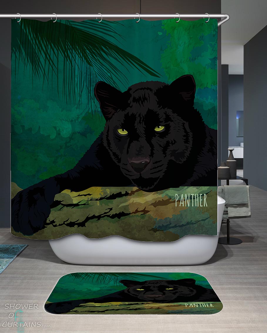 Shower Curtains with Black Panther