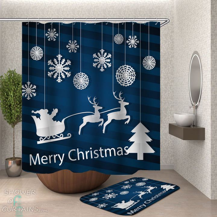 Shower Curtains with Christmas Paper Cutouts Decorations