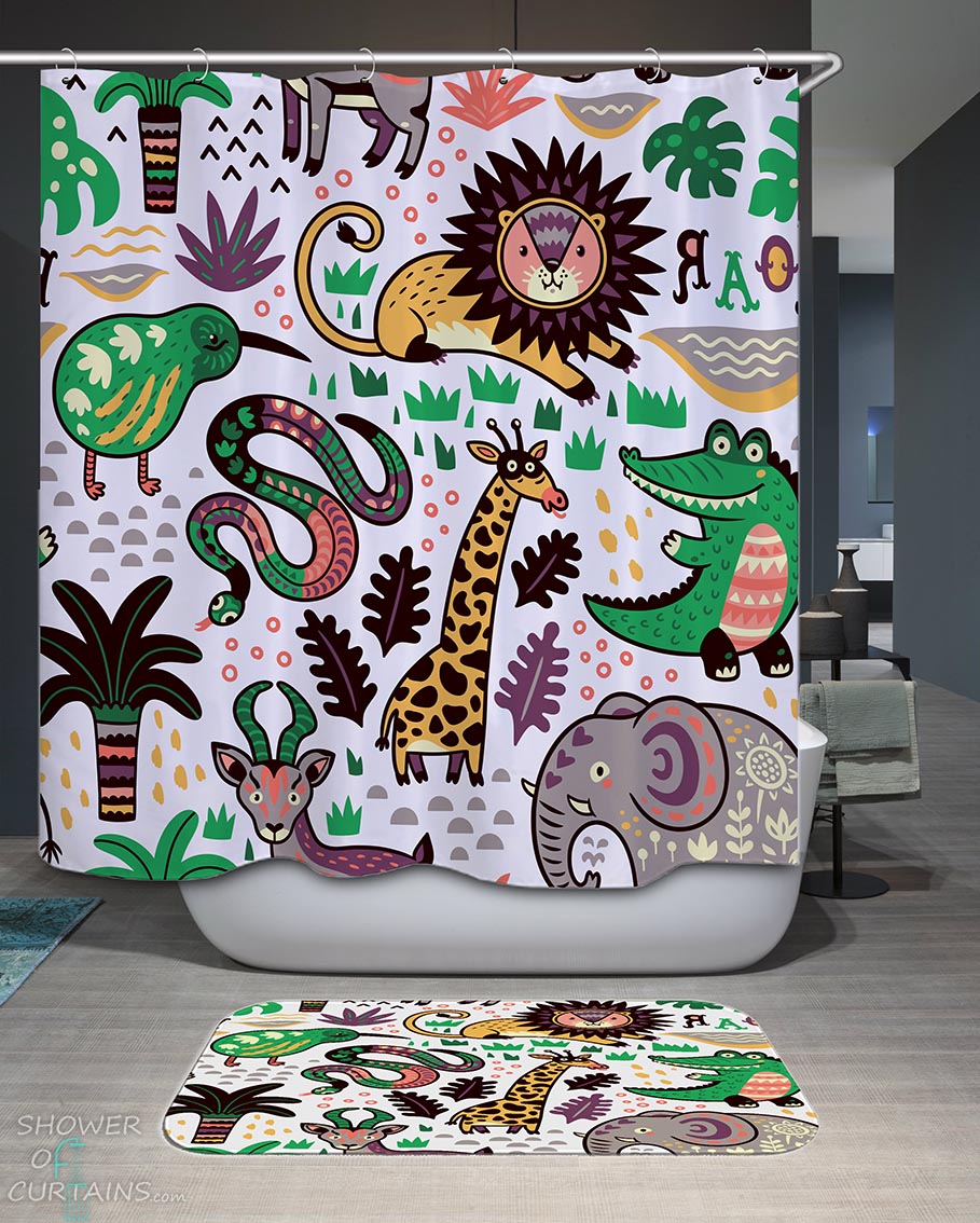 Shower Curtains with Cute Animals for Kids