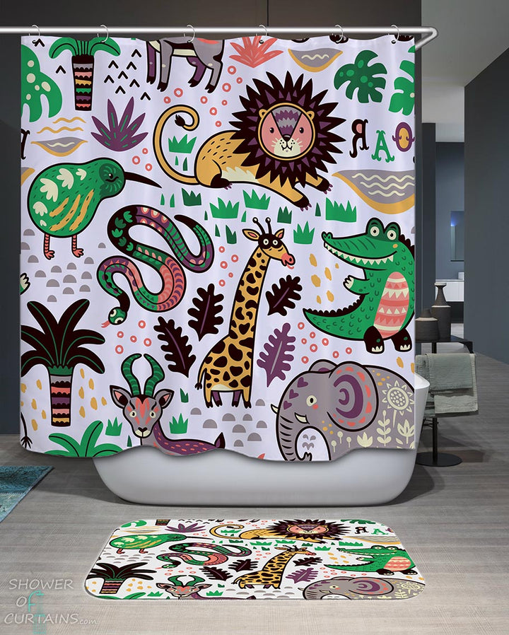 Shower Curtains with Cute Animals for Kids